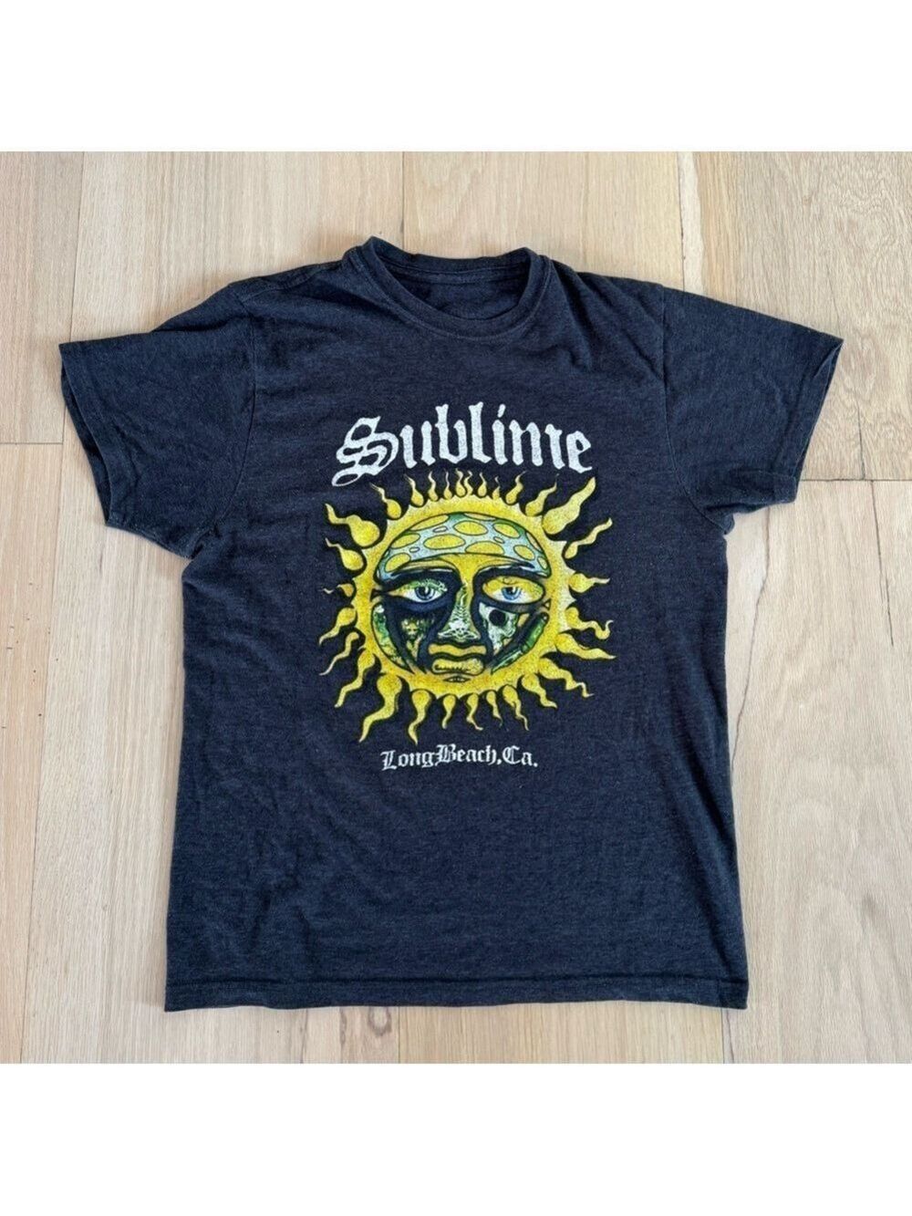 Sublime Long Beach California Gray And Yellow Short Sleeve Tee Shirt Size Large